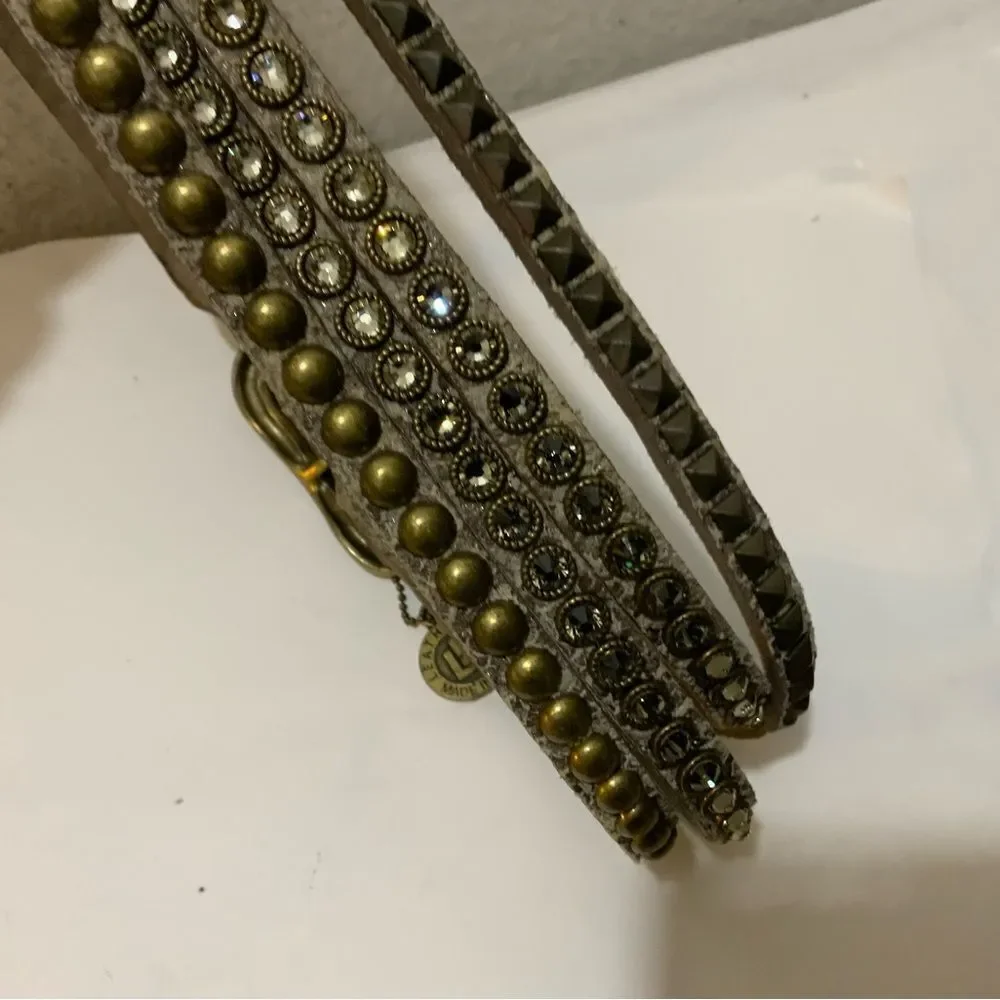LeatherRock Stone and studded leather belt size M